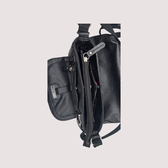 Tyler Rodan Black Faux Leather Crossbody Bag – Adjustable Fabric Strap - Picture 8 of 14